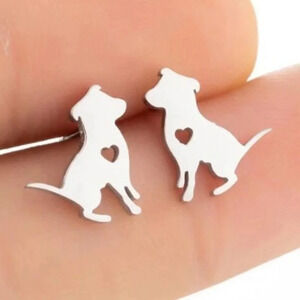 Brand new stainless steel tiny and cute puppy stud earrings